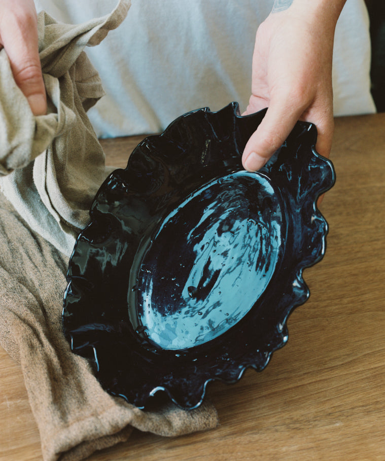 Oval Ruffled Serving Bowl